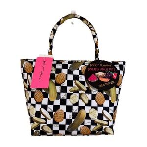 Betsey Johnson Checkered lunch Tote with pickles